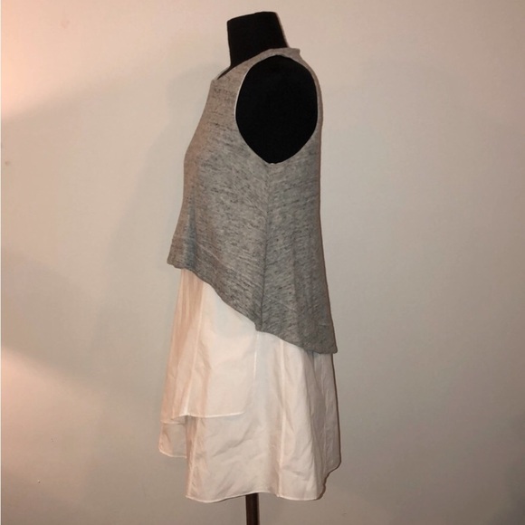 10 Crosby Derek Lam Layered Sleeveless Cotton Dress White Grey Knit 0 - Picture 5 of 9